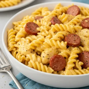 Easy Smoky Cheddar Ranch Chicken & Beef Sausage Pasta 6 Hearty Weeknight Dinner: Smoky Cheddar Ranch Chicken & Beef Sausage Pasta
