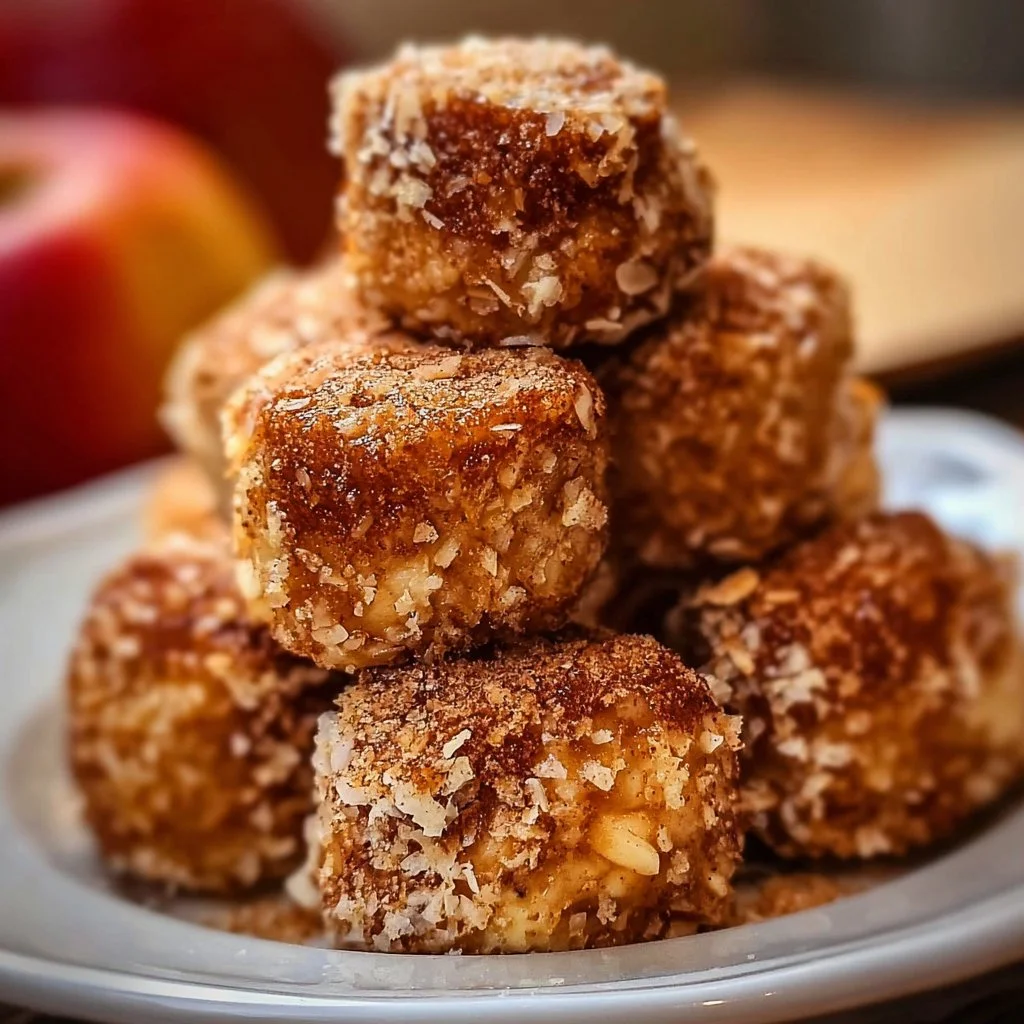 Cinnamon Apple Cottage Cheese Bites topped with fresh apples and cinnamon