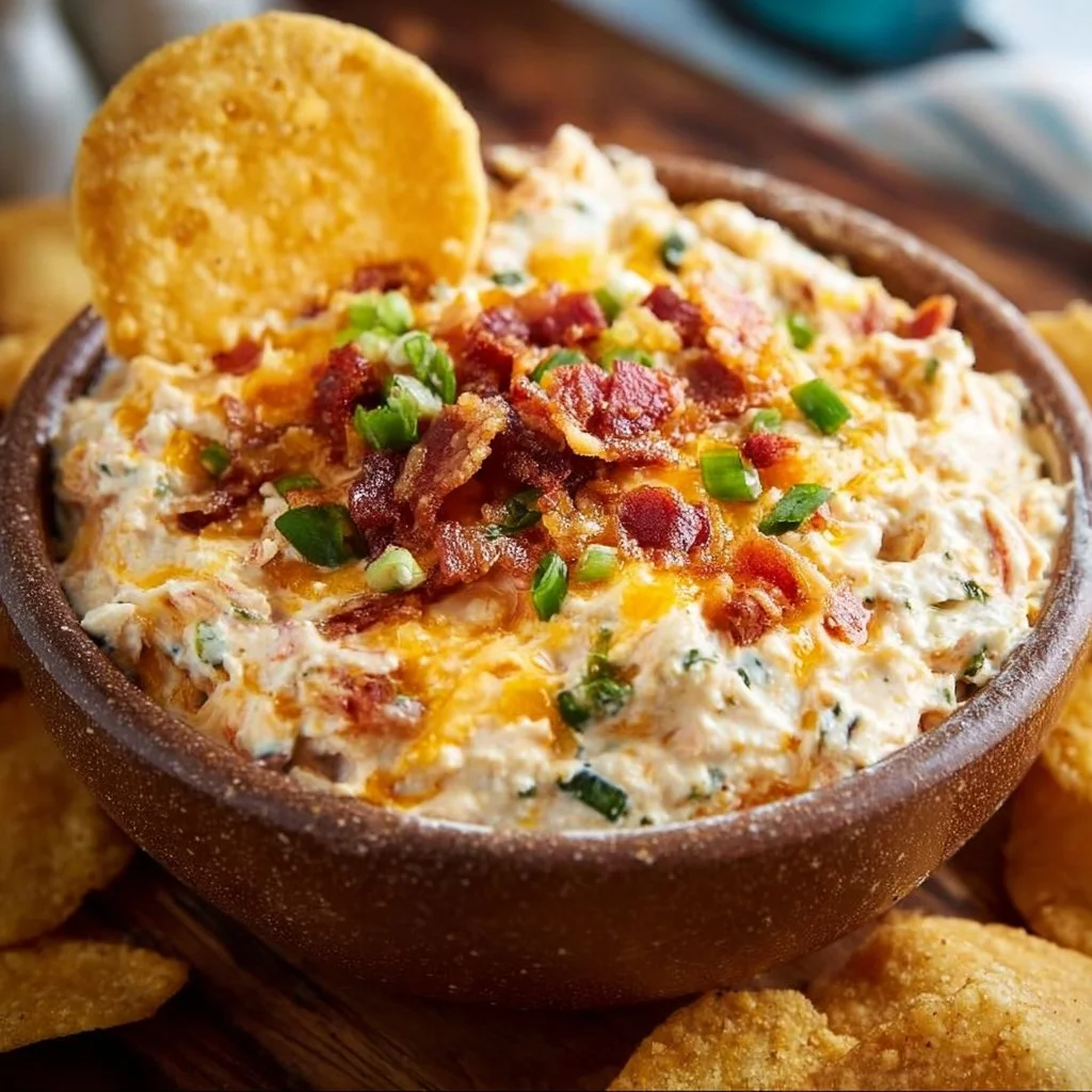 Bowl of Million Dollar Crack Dip ready to serve at a party