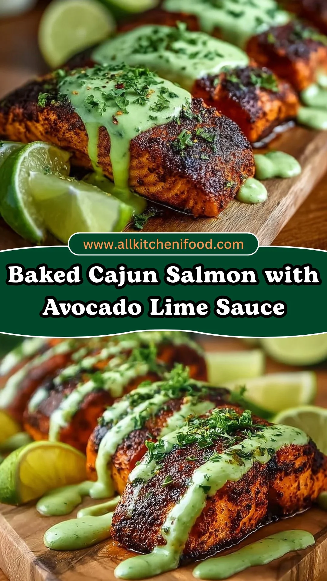 Baked Cajun Salmon with Avocado Lime Sauce