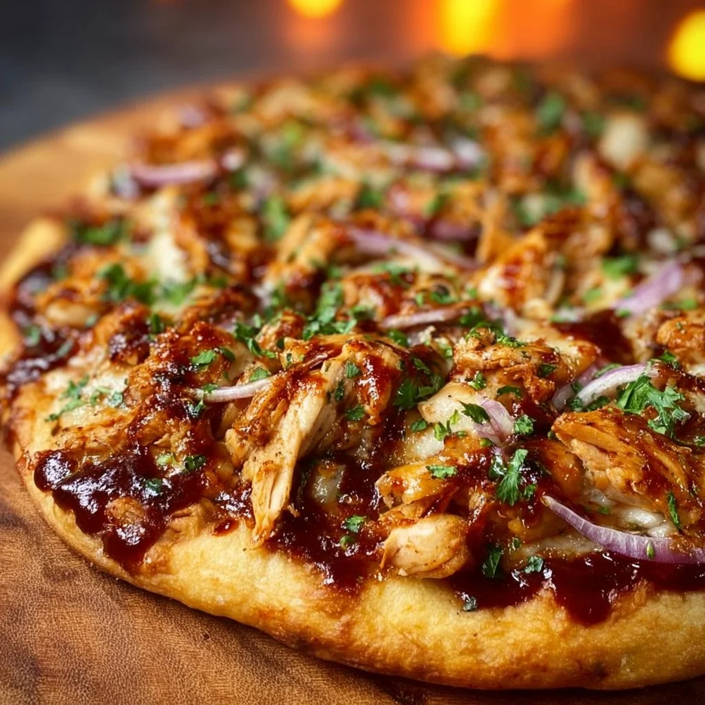 BBQ Chicken Pizza 1 Delicious BBQ Chicken Pizza topped with smoky chicken and fresh ingredients