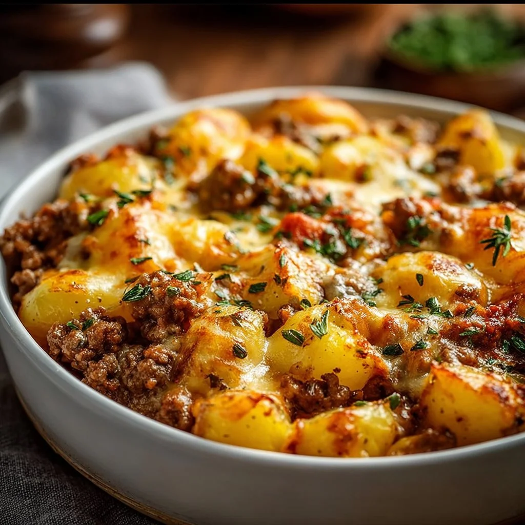 Cheesy Ground Beef & Potato Casserole 2 Cheesy Ground Beef & Potato Casserole
