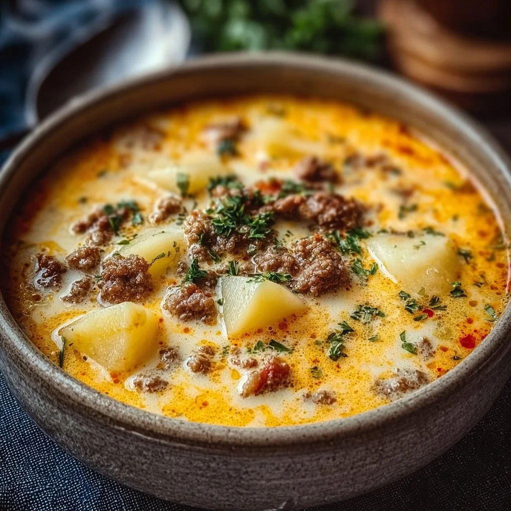 Cheesy Hamburger Potato Soup