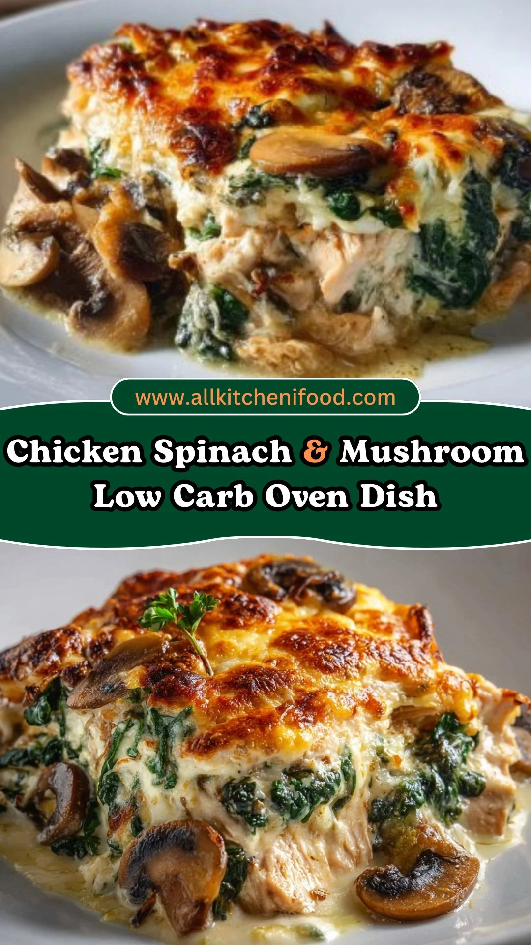 Chicken Spinach & Mushroom Low Carb Oven Dish