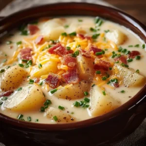Delicious Crock Pot Crack Potato Soup garnished with cheese and green onions