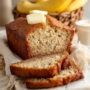 Deliciously moist slices of easy homemade banana bread