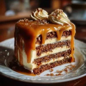 Gooey Coffee Caramel Cake 3 Gooey coffee caramel cake topped with rich caramel sauce and coffee beans