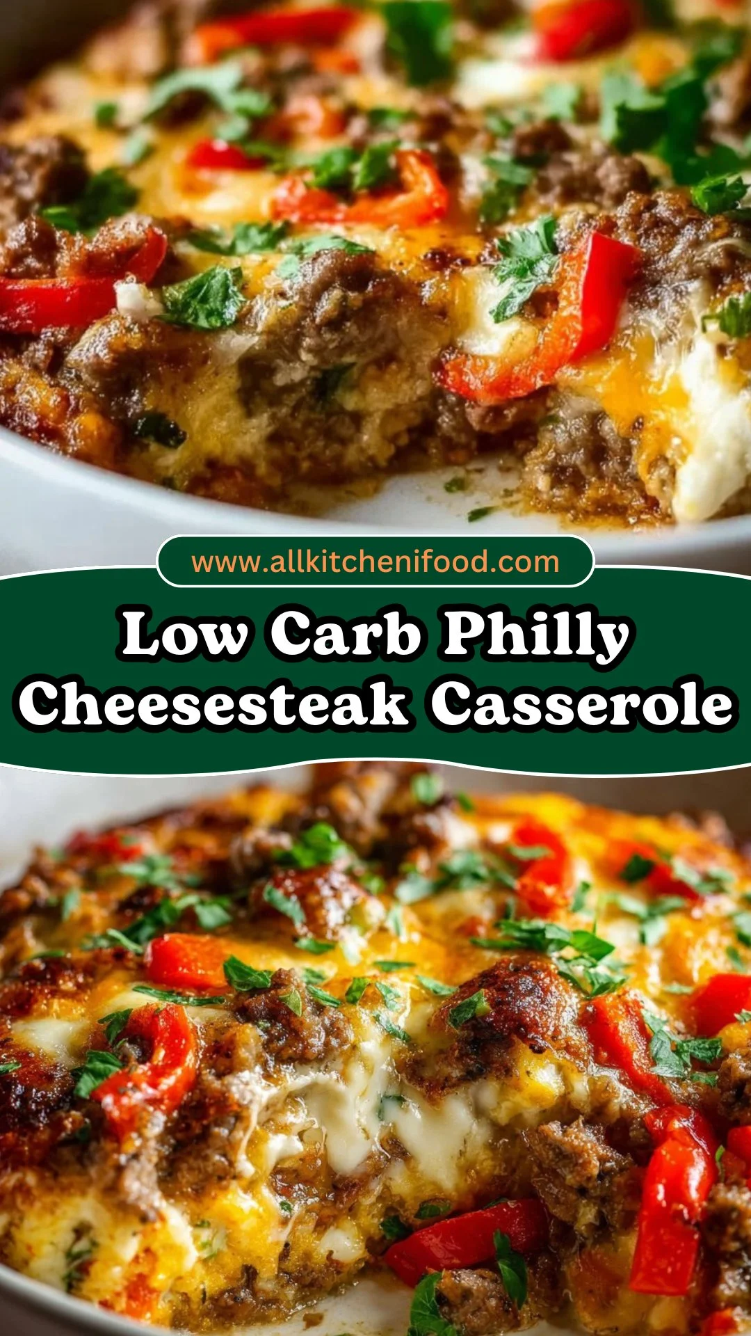 Low Carb Philly Cheesesteak Casserole