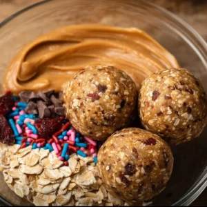 No Bake Cake Batter Protein Balls 3 No bake cake batter protein balls recipe with nutritious ingredients