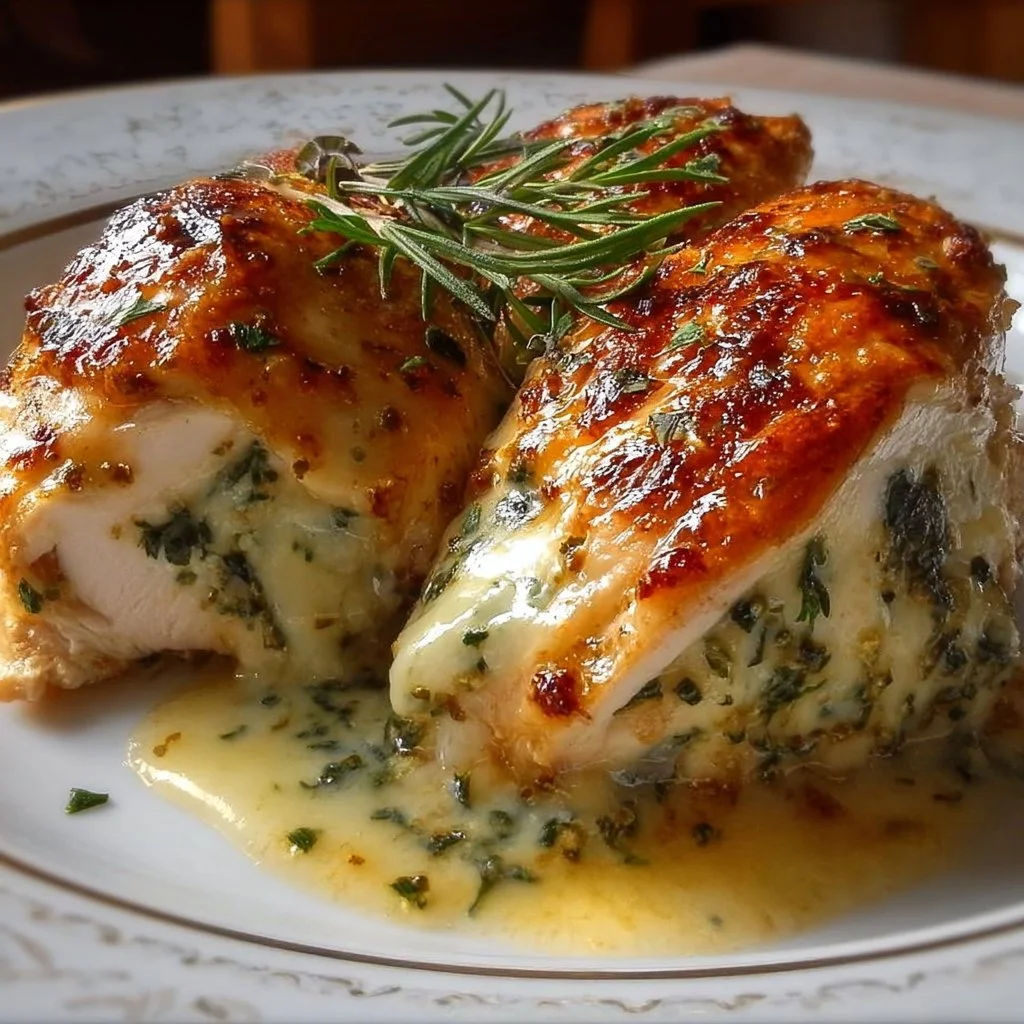 Ruth's Chris inspired stuffed chicken recipe cooked to perfection