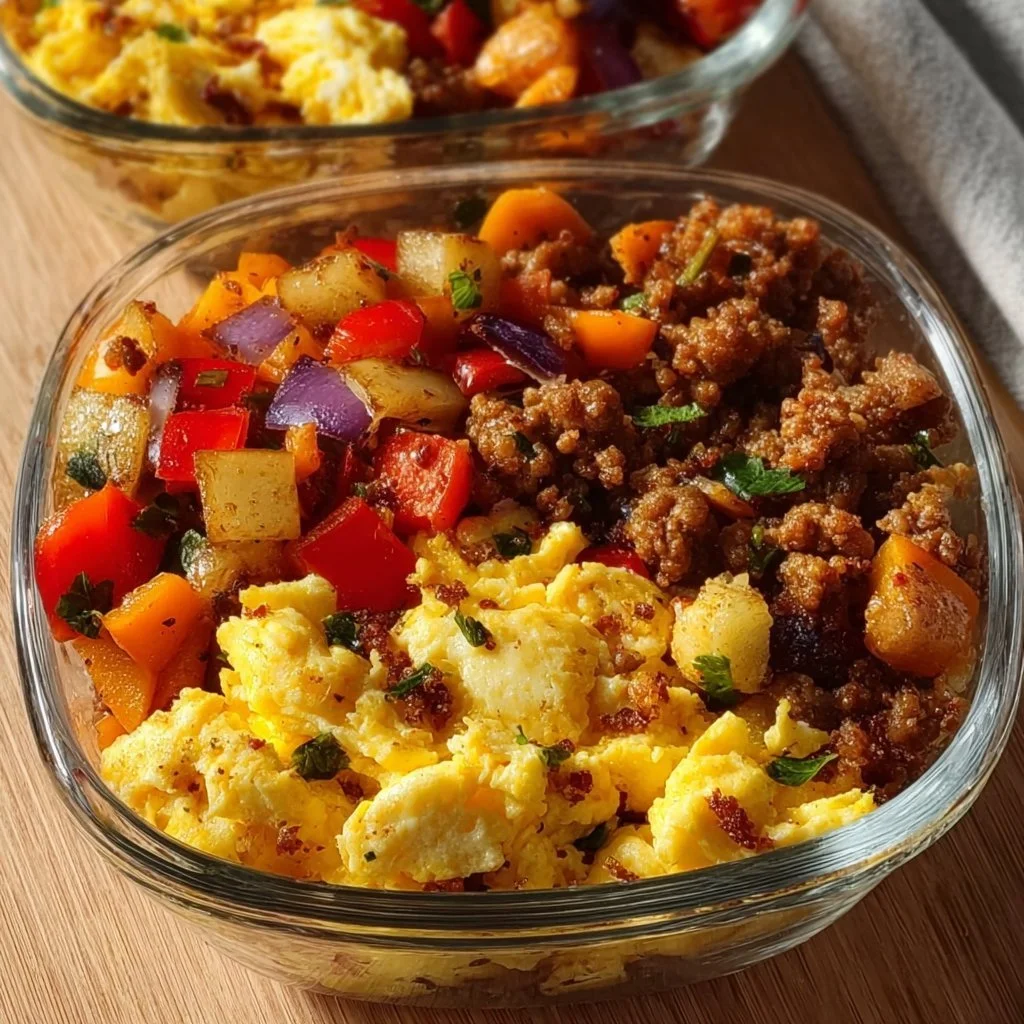 Delicious Tex-Mex Protein Breakfast Bowl with eggs, beans, and toppings.