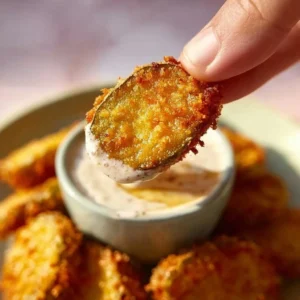 Air Fryer Fried Pickles 3 Crispy air fryer fried pickles served as a delicious snack
