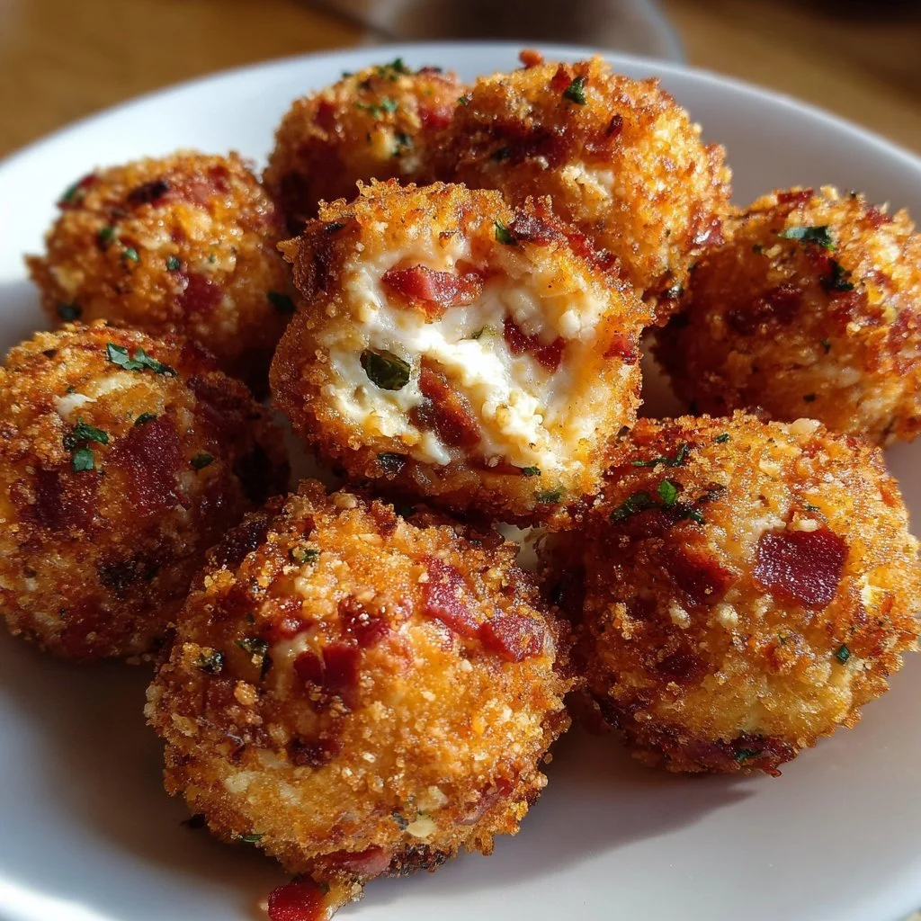 Delicious Bacon Jalapeño Cream Cheese Balls served on a platter