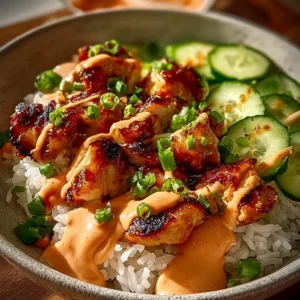 Bang Bang Chicken Bowl 3 Delicious Bang Bang Chicken Bowl with fresh ingredients and vibrant colors