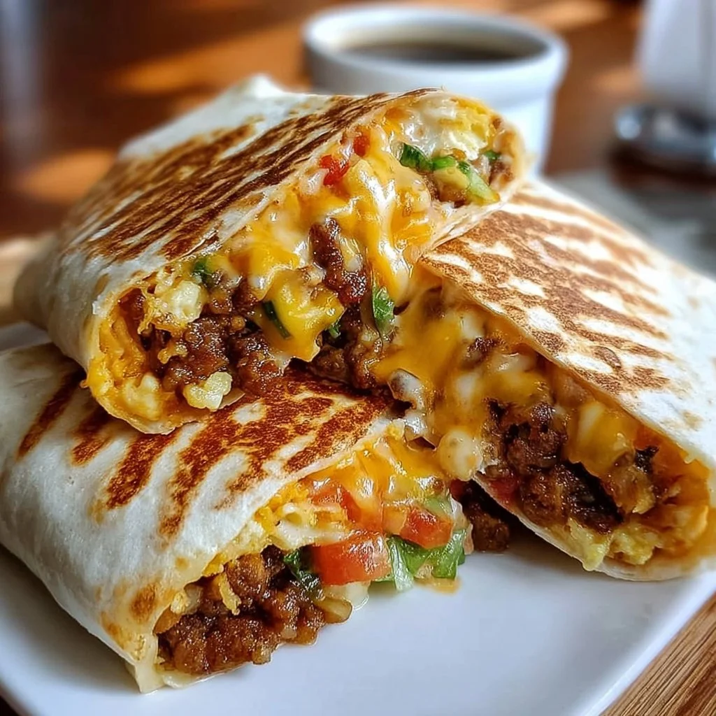 Delicious Breakfast Crunchwrap Delight filled with eggs, cheese, and savory toppings