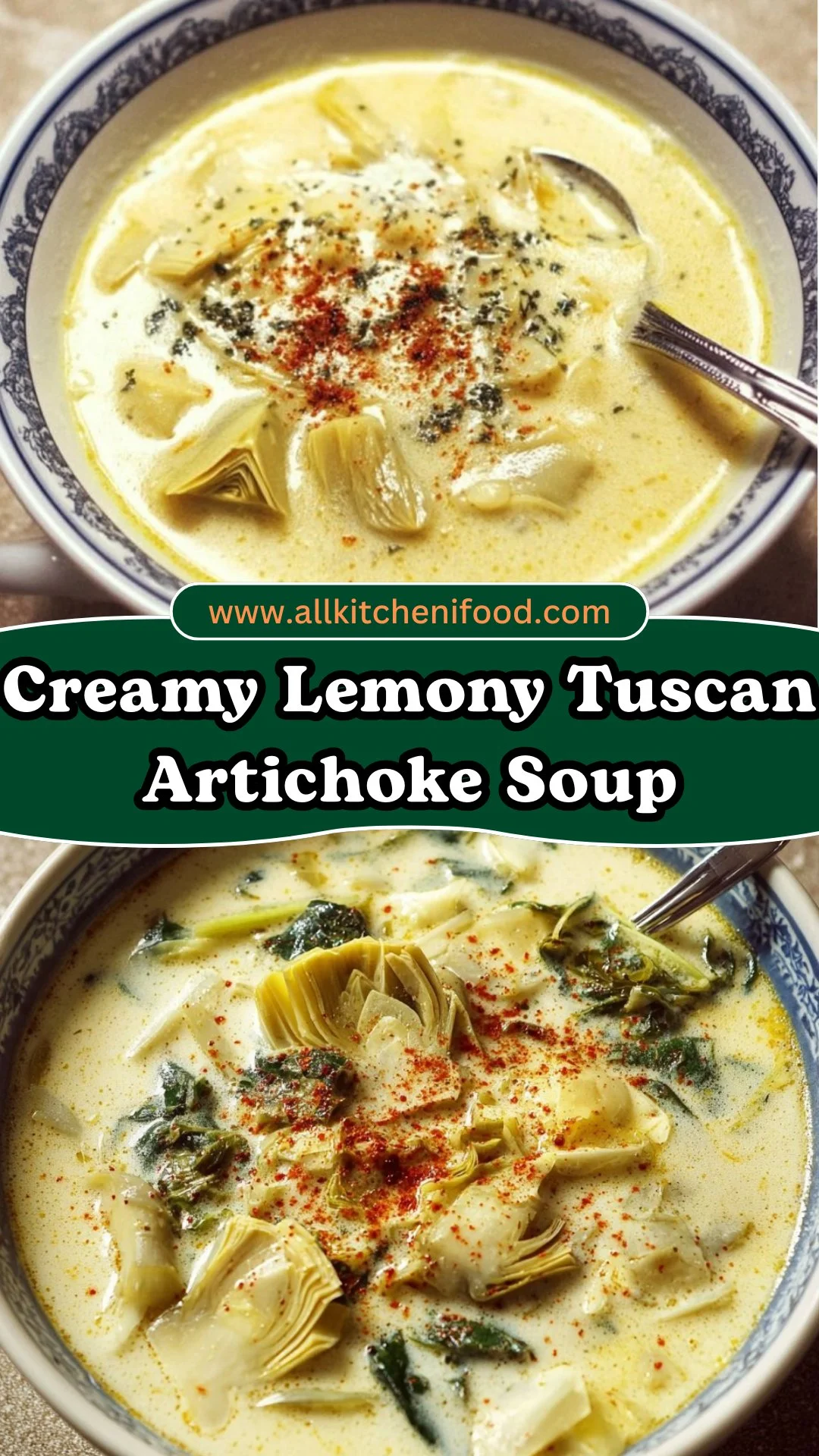 Creamy Lemony Tuscan Artichoke Soup