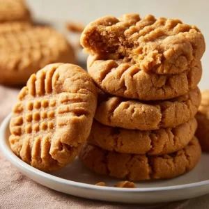 Delicious easy 3 ingredient peanut butter cookies on a baking sheet