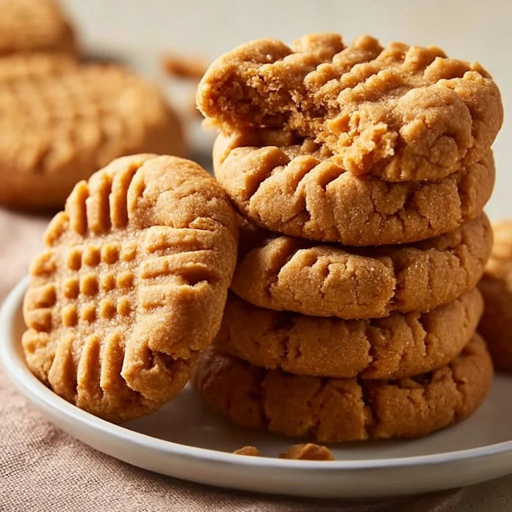 Delicious easy 3 ingredient peanut butter cookies on a baking sheet