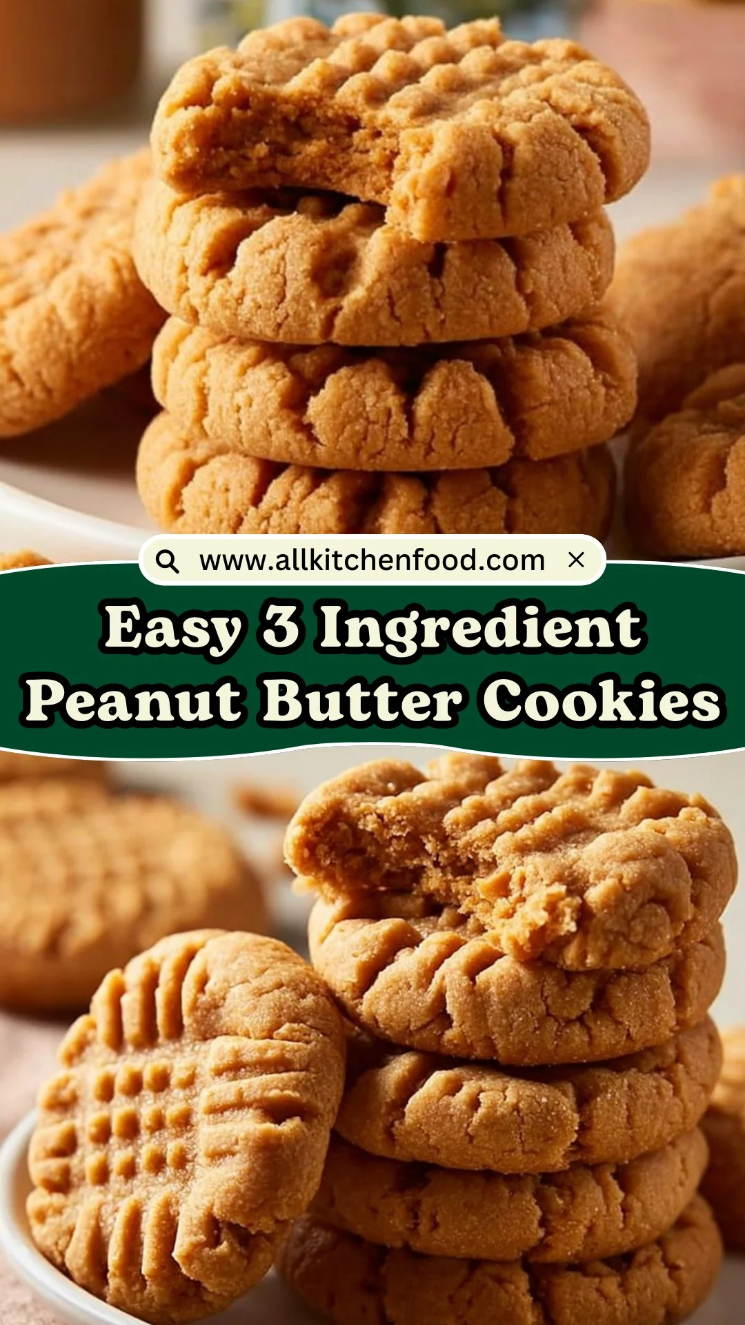 Easy 3 Ingredient Peanut Butter Cookies