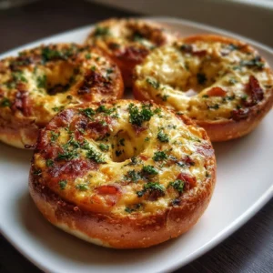 Delicious quiche stuffed bagels fresh out of the oven.