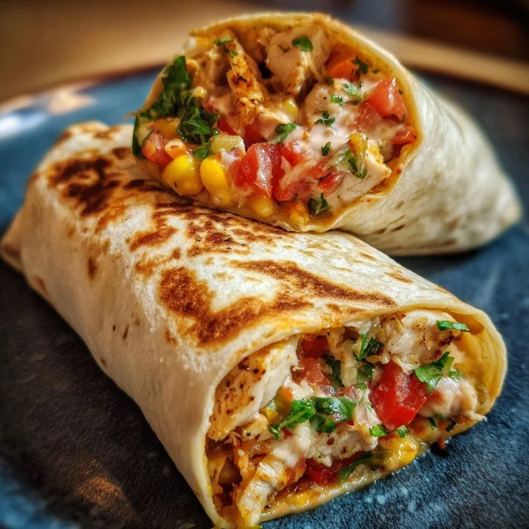Delicious Southwest Chicken Wraps filled with grilled chicken, veggies, and spices