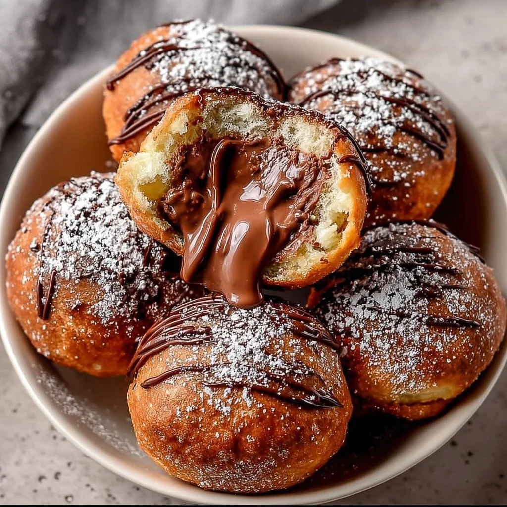 Delicious baked Nutella bombs fresh out of the oven, gooey and rich.