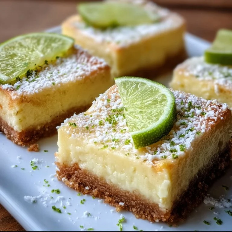 Delicious Key Lime Pie Bars with a graham cracker crust and tart lime filling.