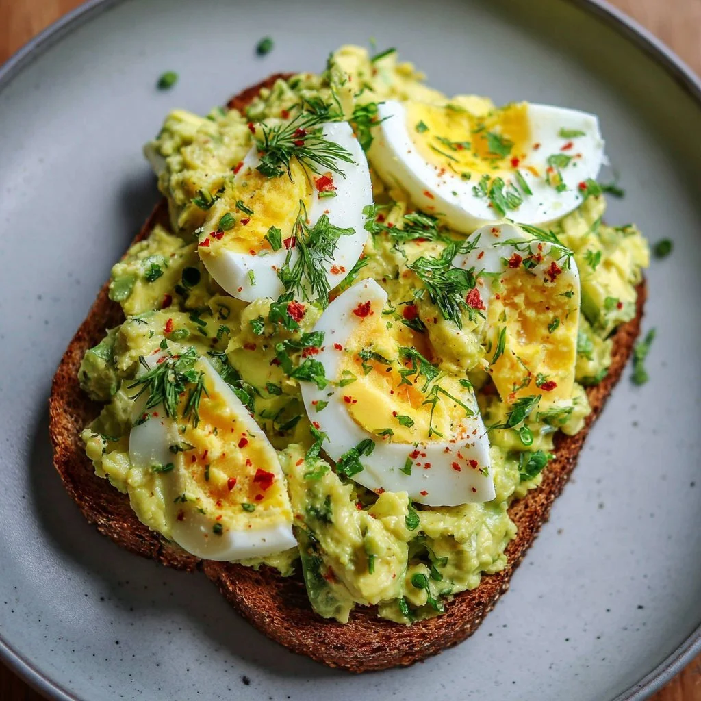 Mediterranean avocado egg salad with creamy avocado and eggs served in a bowl